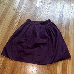 Maroon Knee-length suede skirt